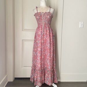 Vintage 70s California Holiday Bohemian Floral Hippie Pin Up Maxi Dress